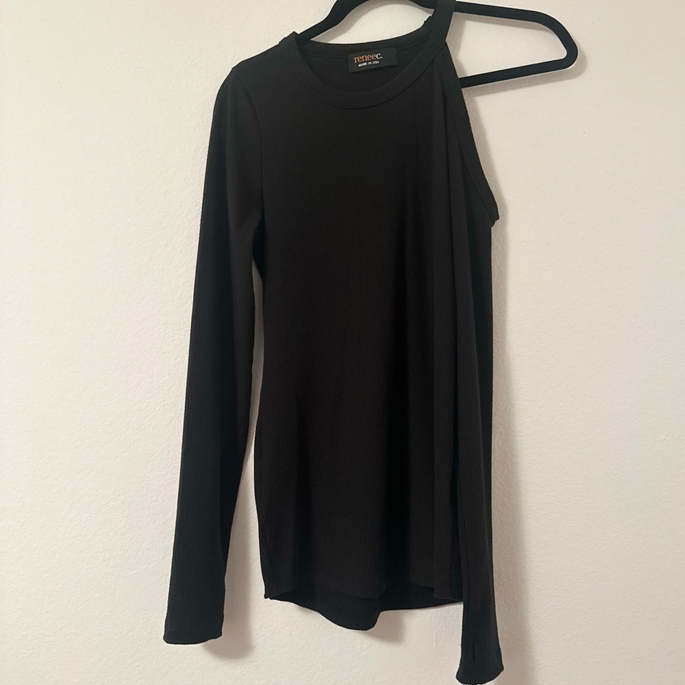 Renee C Rib Cutout Long Sleeve Tee - Picture 4 of 6